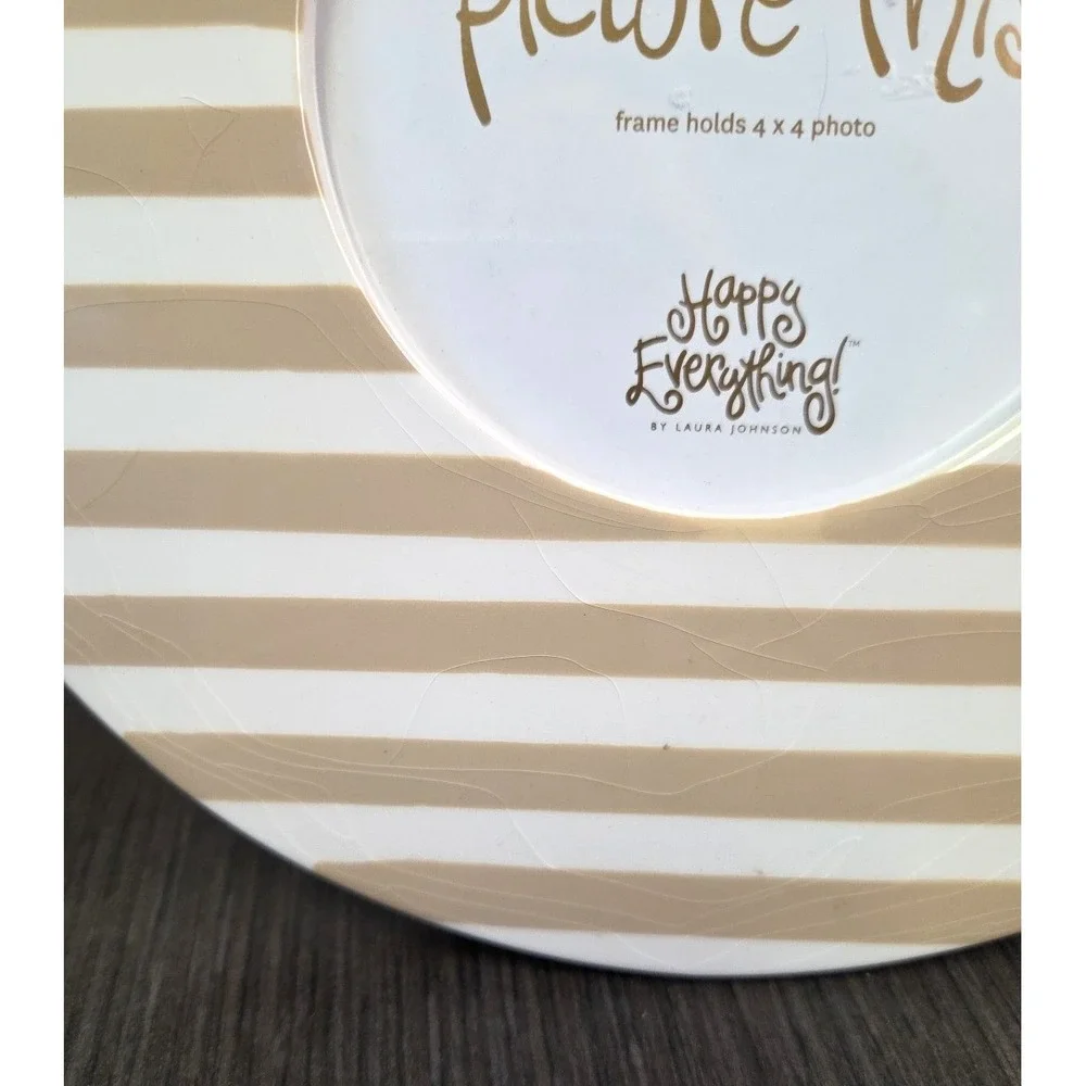 Happy Everything! By Laura Johnson Stripe Mini Round‎ Picture Frame Neutral